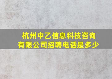 杭州中乙信息科技咨询有限公司招聘电话是多少