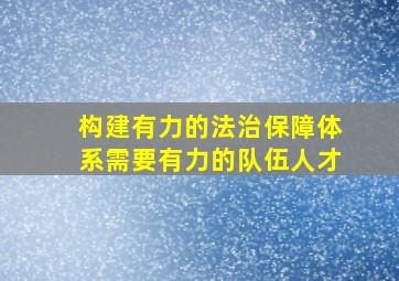 构建有力的法治保障体系需要有力的队伍人才