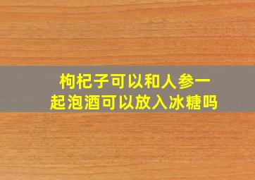 枸杞子可以和人参一起泡酒可以放入冰糖吗