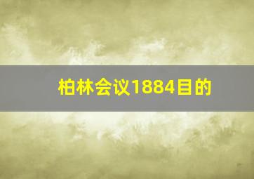 柏林会议1884目的