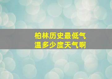 柏林历史最低气温多少度天气啊