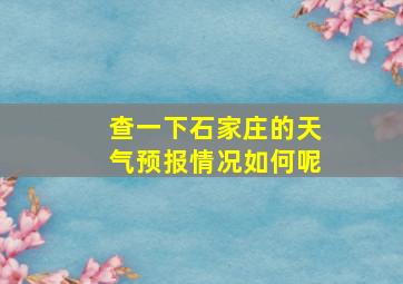 查一下石家庄的天气预报情况如何呢