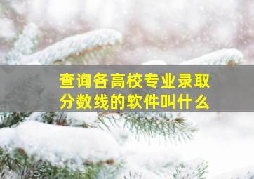 查询各高校专业录取分数线的软件叫什么