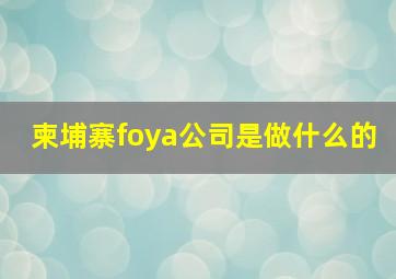 柬埔寨foya公司是做什么的