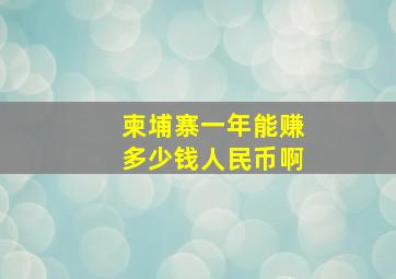 柬埔寨一年能赚多少钱人民币啊