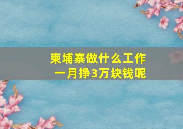 柬埔寨做什么工作一月挣3万块钱呢