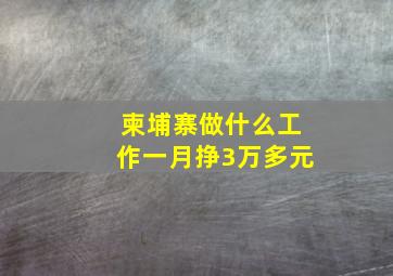 柬埔寨做什么工作一月挣3万多元