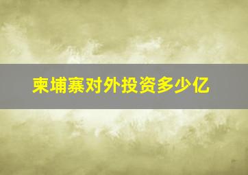 柬埔寨对外投资多少亿