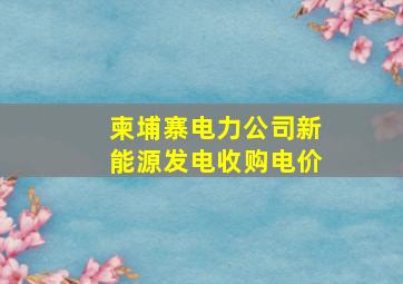 柬埔寨电力公司新能源发电收购电价