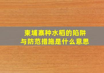 柬埔寨种水稻的陷阱与防范措施是什么意思