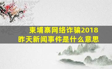 柬埔寨网络诈骗2018昨天新闻事件是什么意思