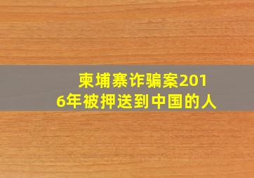 柬埔寨诈骗案2016年被押送到中国的人