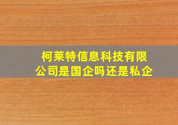 柯莱特信息科技有限公司是国企吗还是私企