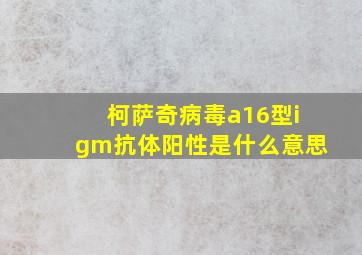 柯萨奇病毒a16型igm抗体阳性是什么意思