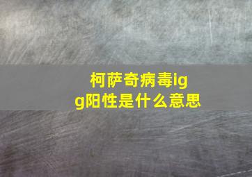 柯萨奇病毒igg阳性是什么意思