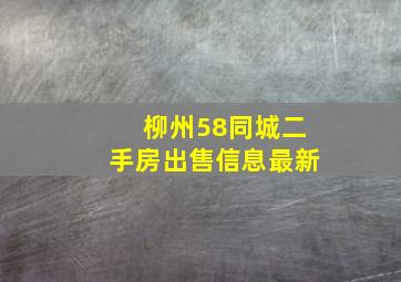 柳州58同城二手房出售信息最新