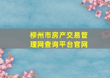 柳州市房产交易管理网查询平台官网