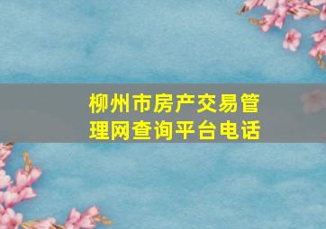 柳州市房产交易管理网查询平台电话