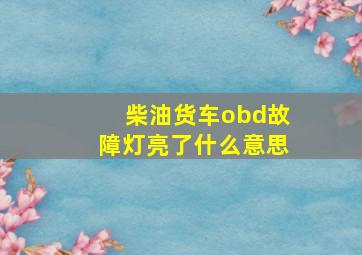 柴油货车obd故障灯亮了什么意思