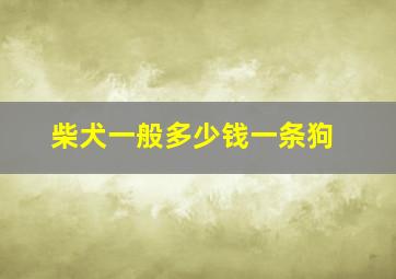 柴犬一般多少钱一条狗