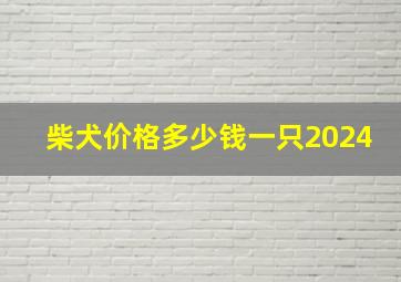 柴犬价格多少钱一只2024