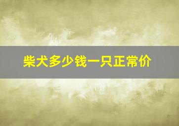 柴犬多少钱一只正常价