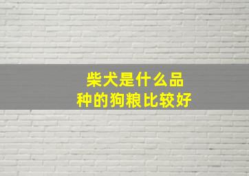 柴犬是什么品种的狗粮比较好