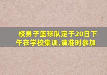 校男子篮球队定于20日下午在学校集训,请准时参加