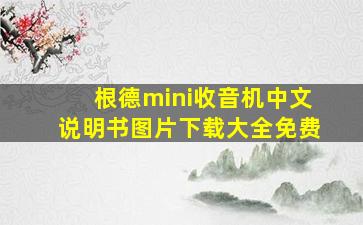 根德mini收音机中文说明书图片下载大全免费