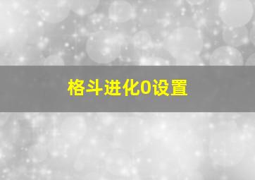 格斗进化0设置