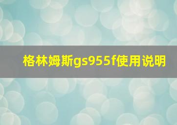 格林姆斯gs955f使用说明