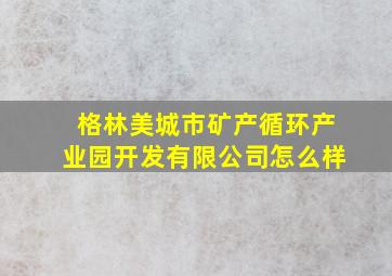 格林美城市矿产循环产业园开发有限公司怎么样