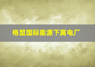 格盟国际能源下属电厂