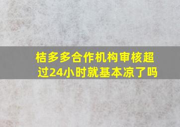 桔多多合作机构审核超过24小时就基本凉了吗