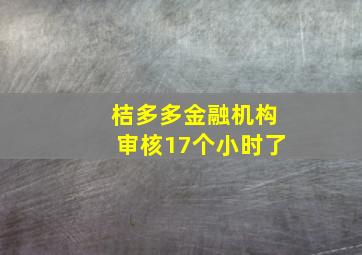 桔多多金融机构审核17个小时了