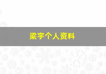 梁宇个人资料