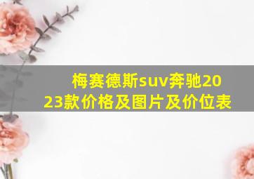 梅赛德斯suv奔驰2023款价格及图片及价位表