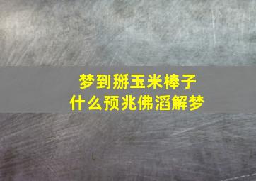 梦到掰玉米棒子什么预兆佛滔解梦