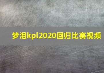 梦泪kpl2020回归比赛视频