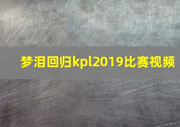 梦泪回归kpl2019比赛视频