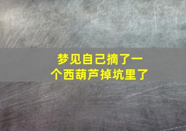 梦见自己摘了一个西葫芦掉坑里了