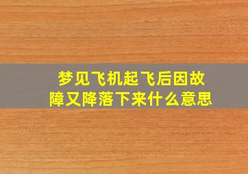 梦见飞机起飞后因故障又降落下来什么意思