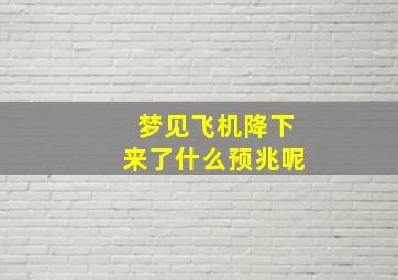 梦见飞机降下来了什么预兆呢