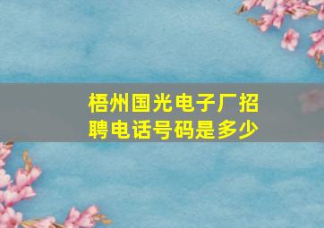 梧州国光电子厂招聘电话号码是多少