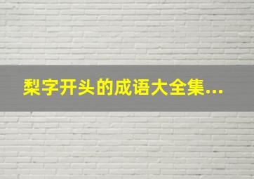 梨字开头的成语大全集...