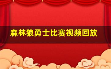 森林狼勇士比赛视频回放