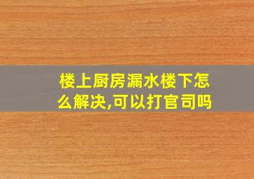 楼上厨房漏水楼下怎么解决,可以打官司吗