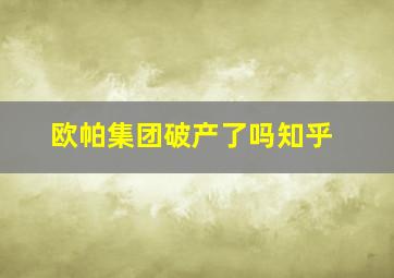 欧帕集团破产了吗知乎