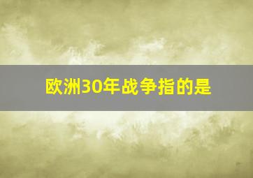 欧洲30年战争指的是