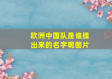 欧洲中国队是谁提出来的名字呢图片